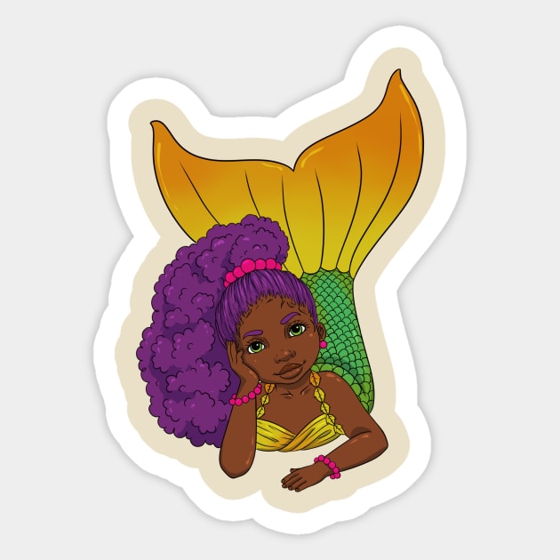 Beautiful Black mermaid girl design Sticker by kiraJ